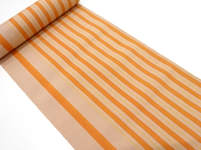 JAPANESE KIMONO / ANTIQUE BOLT FOR HASSUN OBI / SILK / WOVEN STRIPE